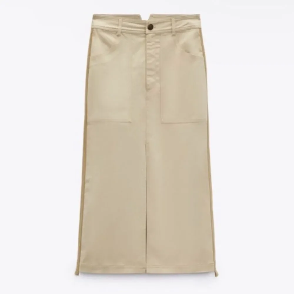 Zara Straight Midi Skirt Front Slit Pockets Size Medium